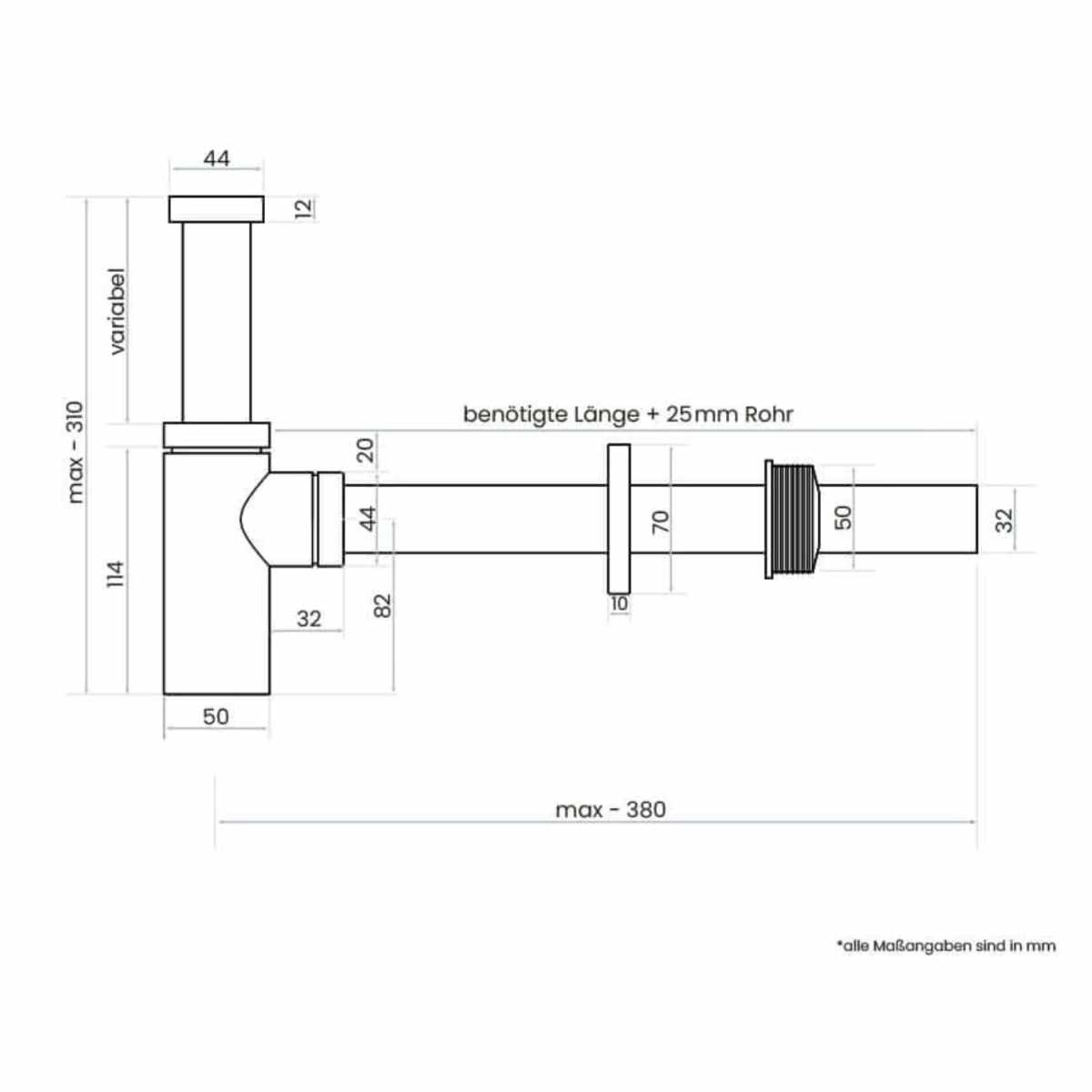 Design-Siphon in matt schwarz